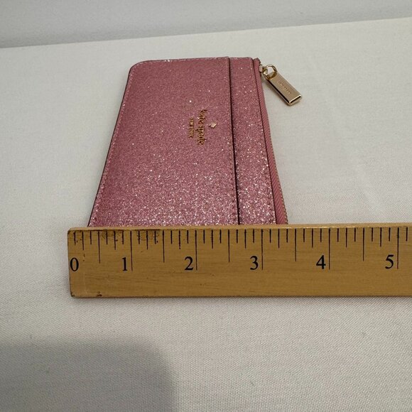 NWOT Kate Spade Pink Glitter Cardholder Wallet With Zip Pocket - Picture 9 of 10